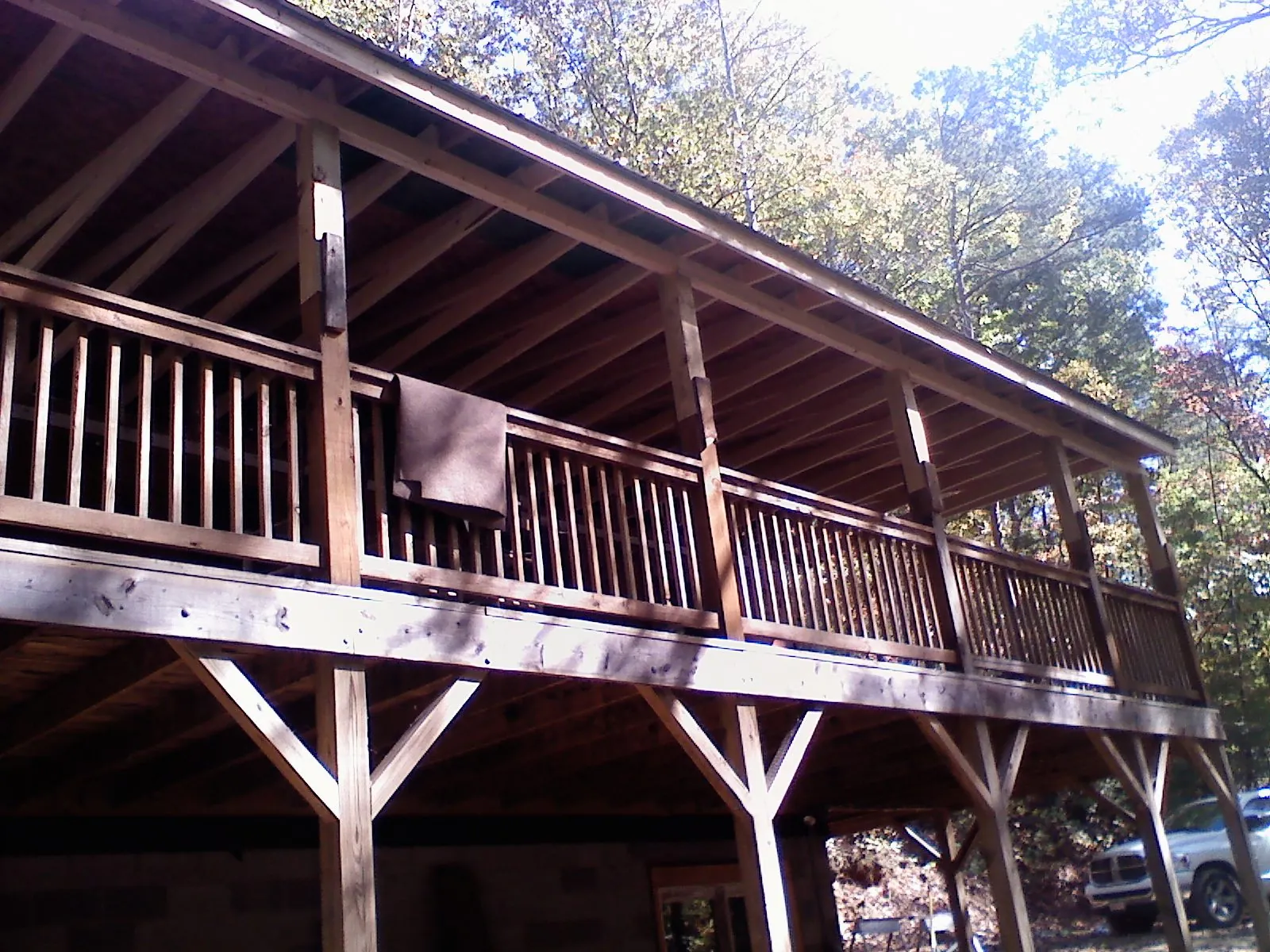 Timber framing under a new elevated porch and deck — Roof Leak Repair in Creve Coeur by Roofing Brothers